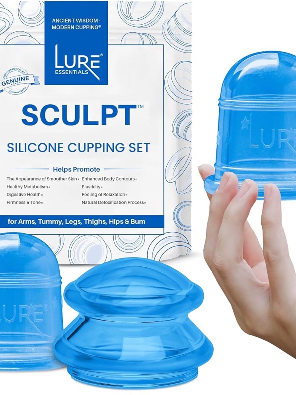 Lure Essentials Sculpt Silicone Cupping cellulite Set - Blue